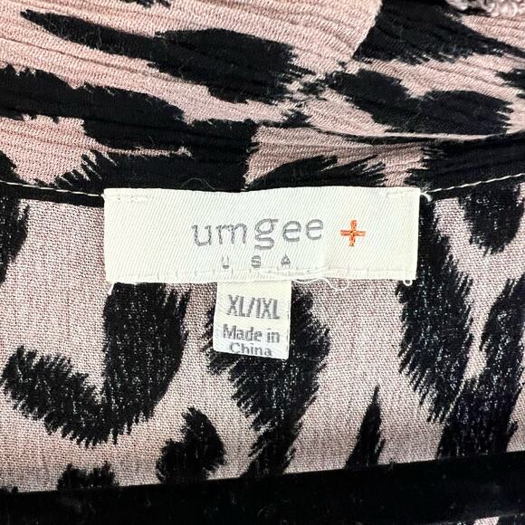 Umgee Leopard Print Open Front Tie Hem Crinkle Blouse Size XL/1X - Picture 3 of 7